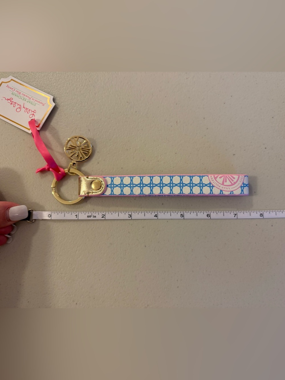 Lilly Pulitzer Strap Keychain in ‘Frenchie Blue Caning’ - *NWT* - Picture 10 of 16